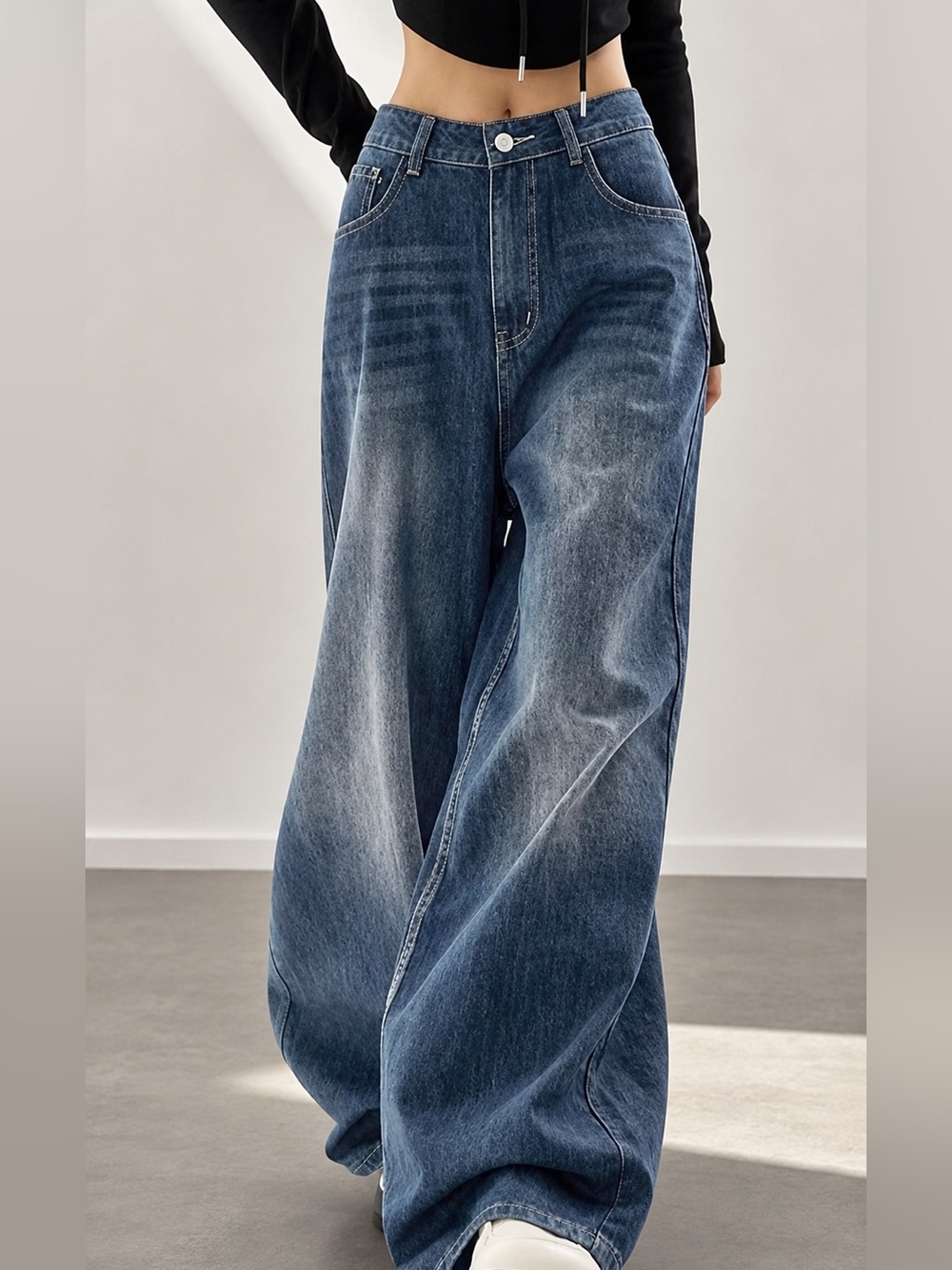 Vintage Wash Ultra Baggy Wide Leg Jeans Y2K Streetwear Denim